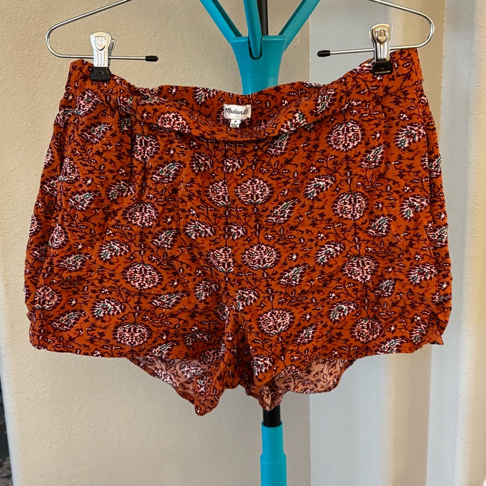 Madewell Women's Orange Patterned High Waist Shorts